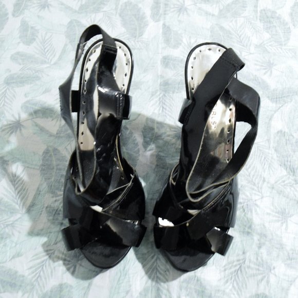 BCBG Enrik Black Patent Chunky Platform High Heels | Size 5 - Picture 6 of 12